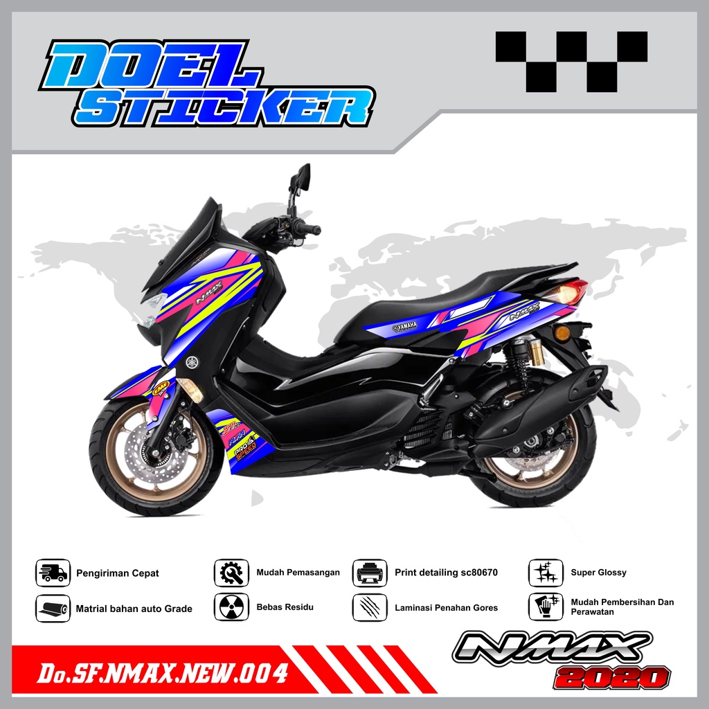 STICKER STRIPING NMAX NEW 2020 - STICKER STRIPING LIST VARIASI HOLOGRAM , CROME YAMAHA NMAX NEW 2020 DOEL 004