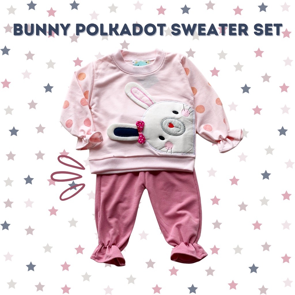 GROSIR BUNNY POLKADOT SWEATER SET