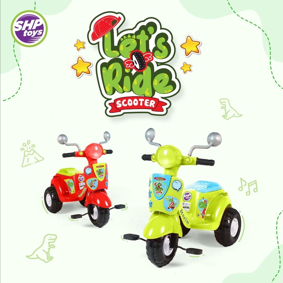 SCOOTER 609 SHP MAINAN ANAK SEPEDA VESPA RODA 3 DORONG MUSIK
