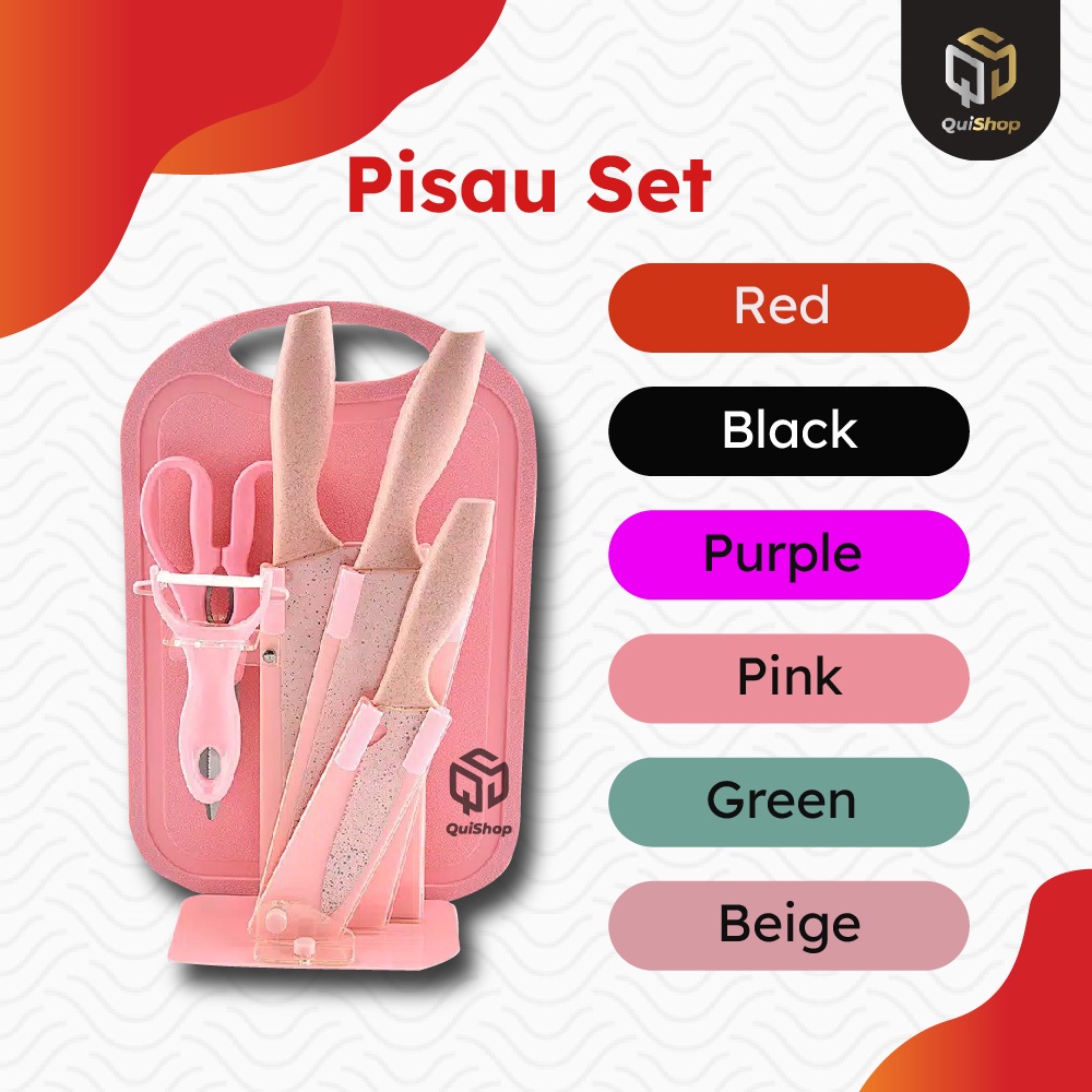 Pisau Dapur Set Kitchen Knife Set Gift 7 in 1 POENSCAE Alat Pemotong Makanan Peralatan Dapur Termurah Berkualitas