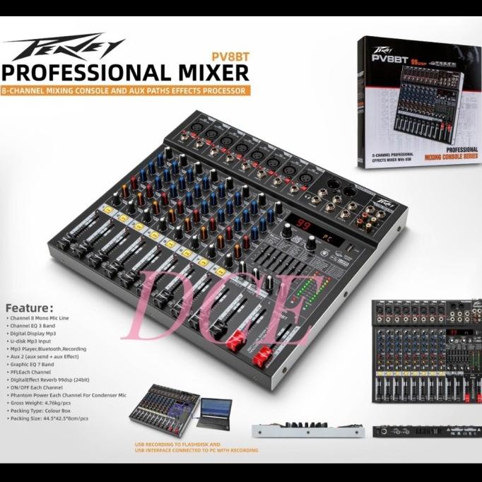Mixer Audio PEAVEY PV8BT PV 8BT PV8 BT USB Bluetooth Soundcard PC