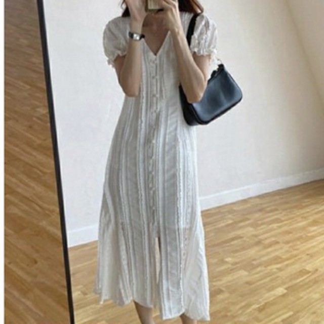 dress sekaligus outter dengan bahan brukan jatuh hitam atau putih kancing hidup CODE TG49-765