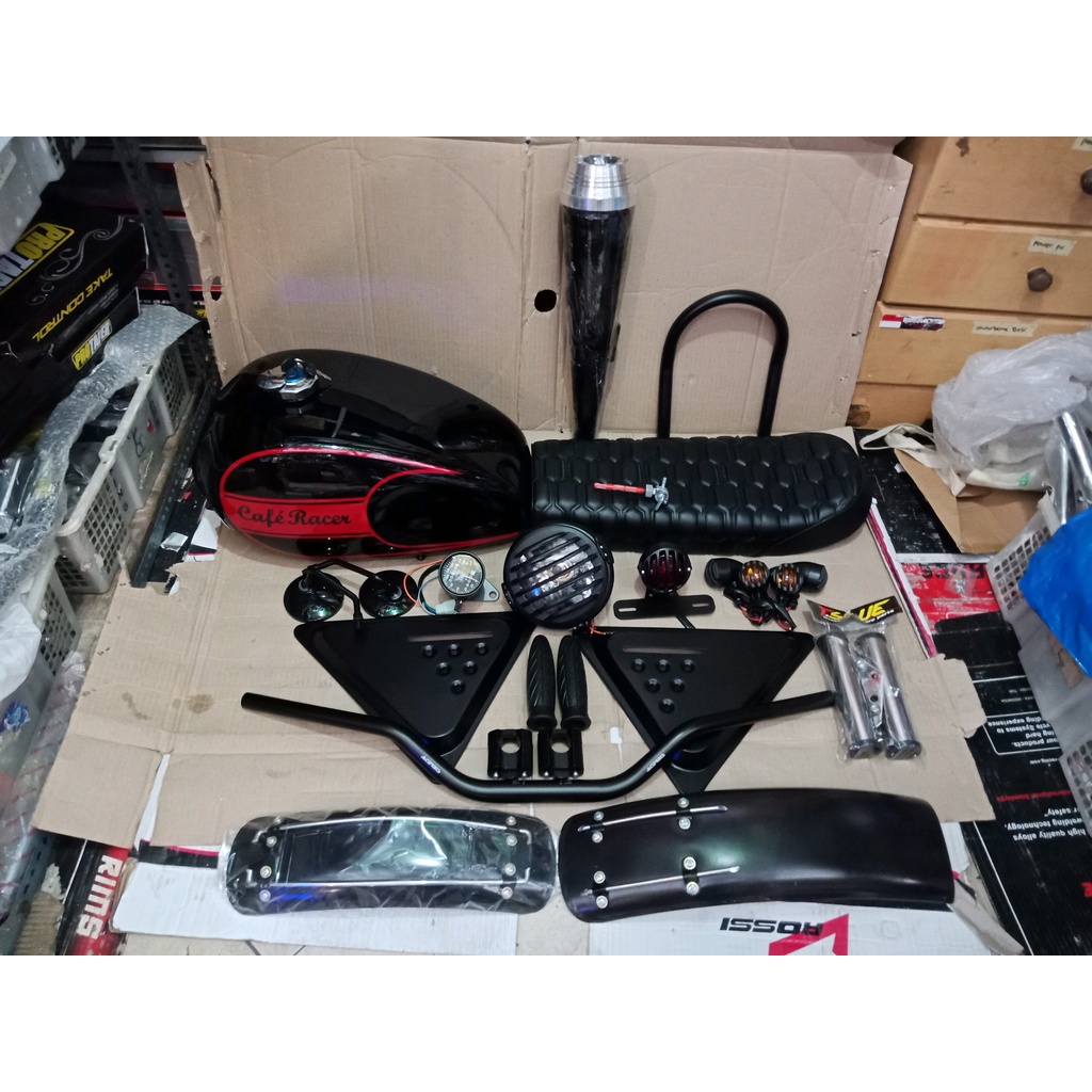 paket body japstyle caferacer black full buat scorpio byson thunder mega pro tiger revo dll