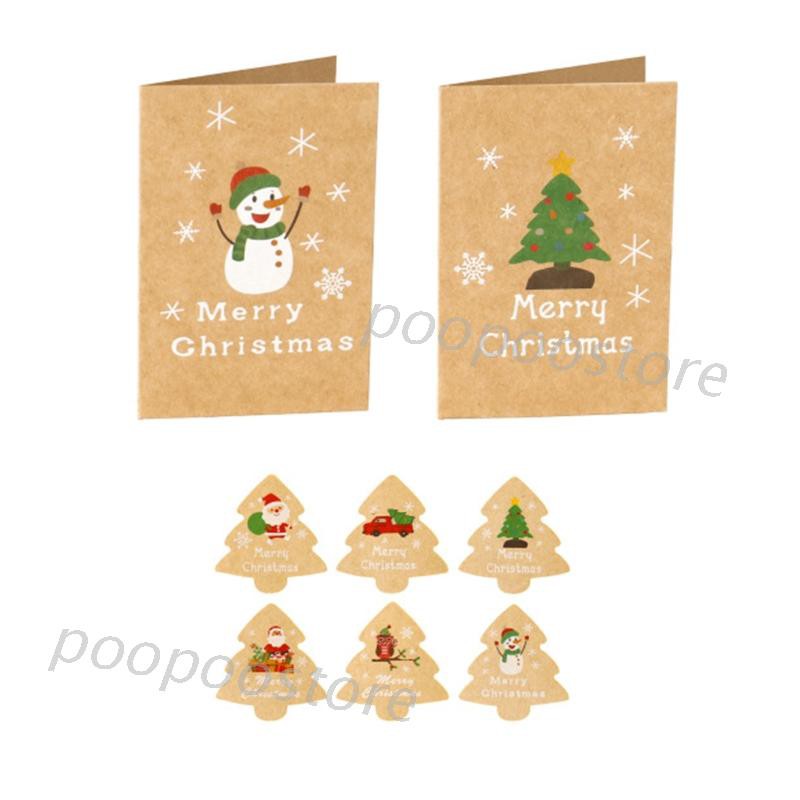 90 Set Stiker Kartu Ucapan Selamat Natal Bentuk Pohon Natal Bahan Kertas Kraft Shopee Indonesia