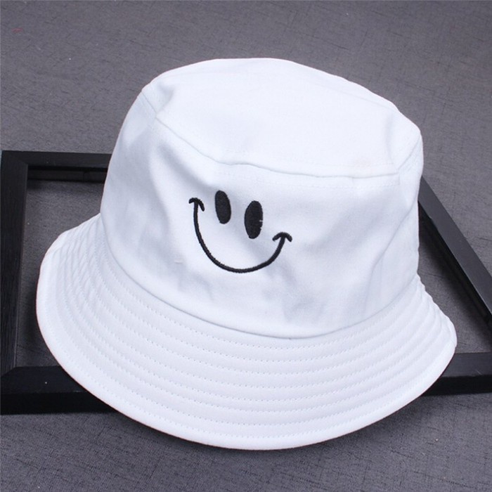 Bucket Hat Bordir Smile Korean Style Laki Perempuan Remaja Dewasa