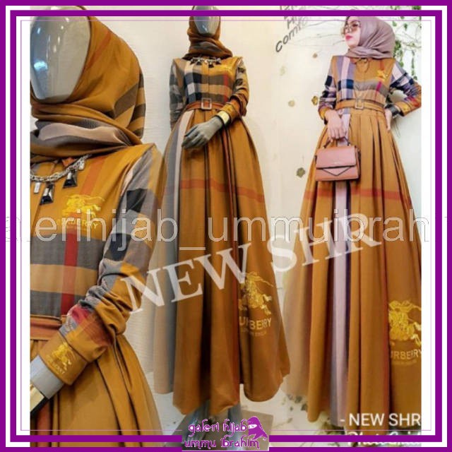 GHUI ~ Ori SHR | BB Berry Burberry Blueberry Maxi Dress Scuba Import Premium Kancing Depan