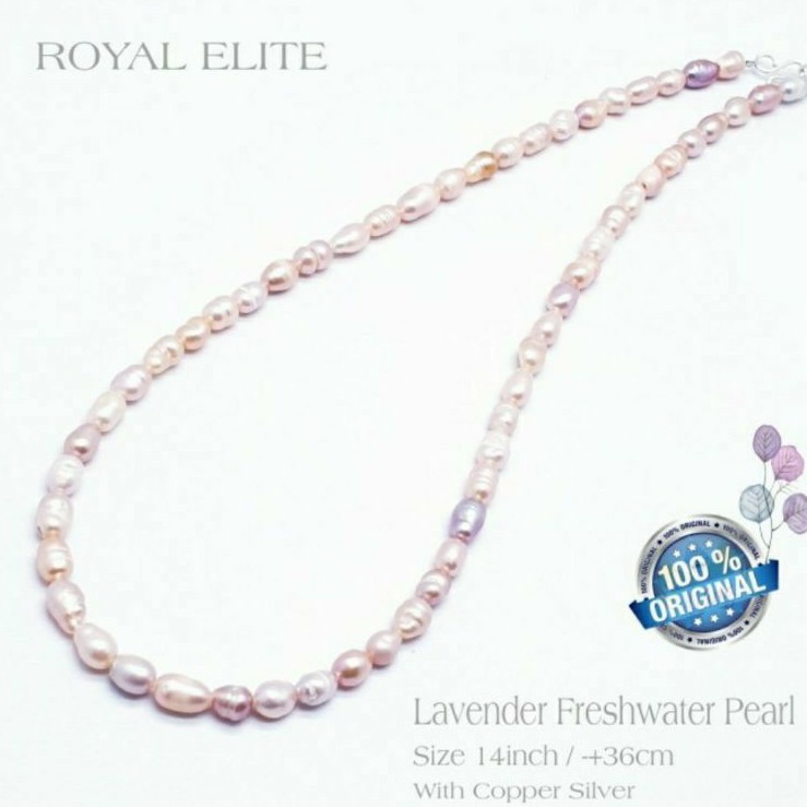 authentic pearl necklace kalung mutiara asli -lavender