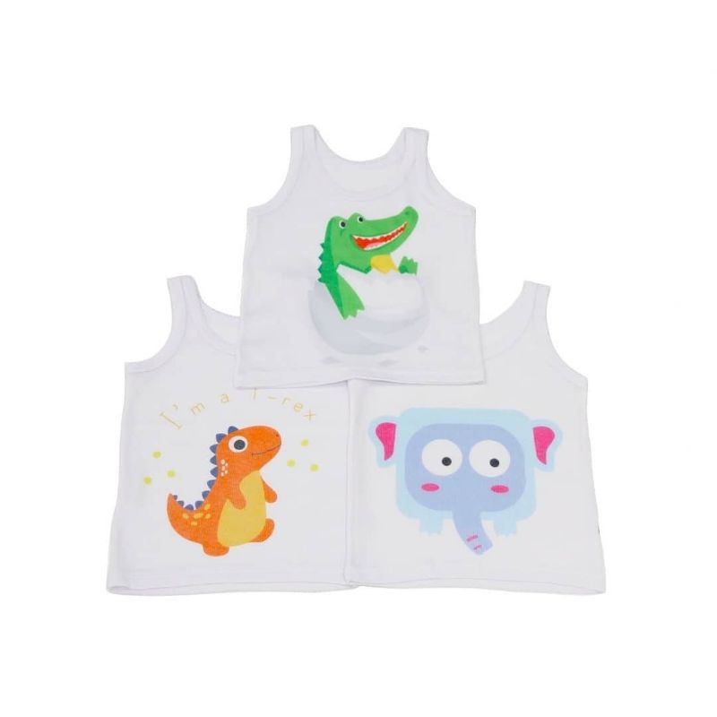 6pcs Kaos Singlet Bayi size S, M, L &amp; XL/Kaos Dalam Bayi Bergambar/Baju Kutung Bayi