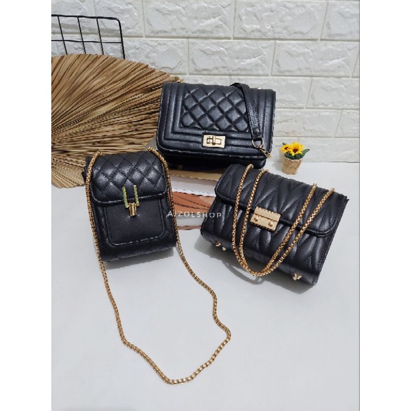 3 pcs paket usaha A (arsy +laisa+ ameena slingphone) tas wanita selempang