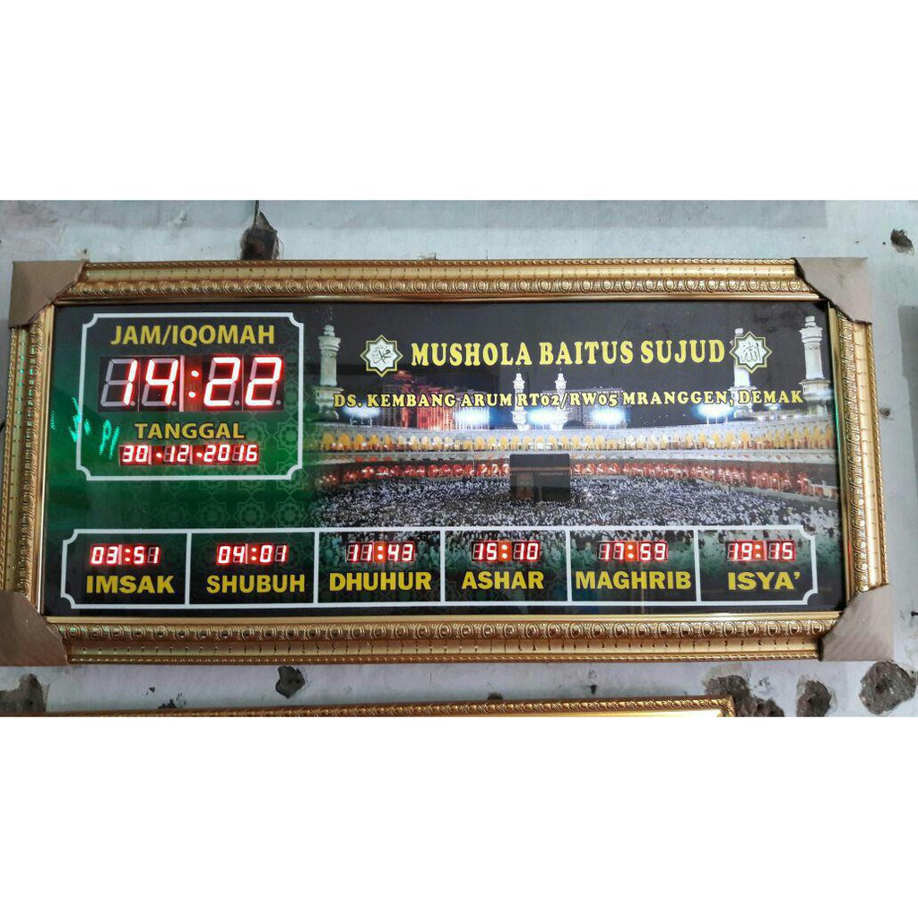 Jadwal Jam Sholat Digital 80x40 cm Untuk Masjid Atau Mushola