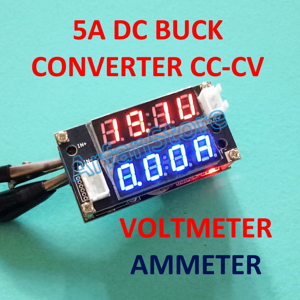 Buck Converter DC 5A Step Down CC CV With Voltmeter Ammeter Red Blue