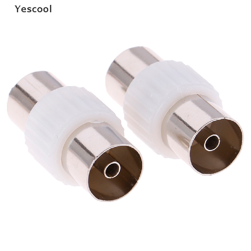 Yescool 2pcs Adapter Jack Coaxial RF Female Ke Female Untuk Antena TV