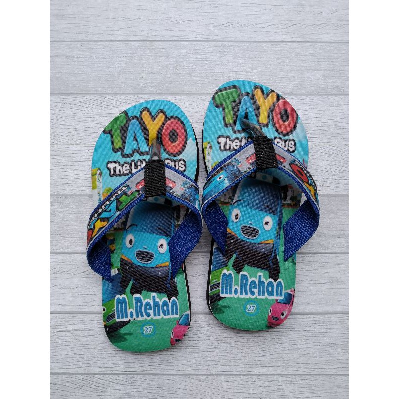 Sandal custom nama karakter TAYO anak/dewasa Free custom suka suka