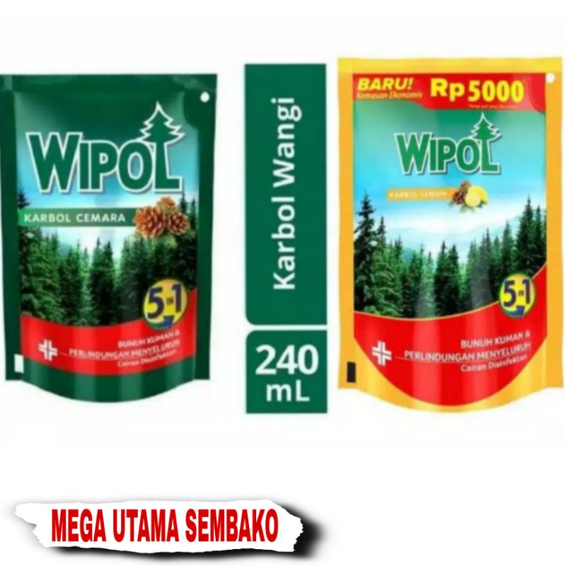 Wipol karbol 240 ml cemara dan lemon refill