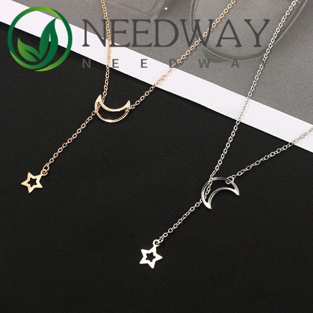 Needway  Charm Pendant Necklace Fashion Moon Choker for Women Chain Gold Color Jewelry Silver Color Bib Star/Multicolor