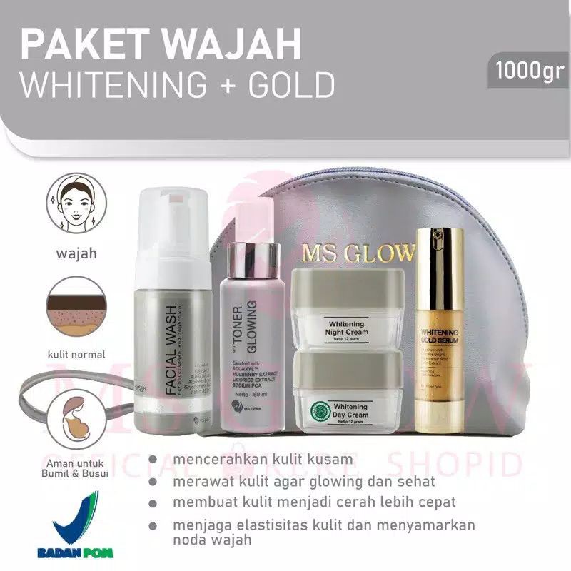 Ms Glow paket whitening+serum whitening gold