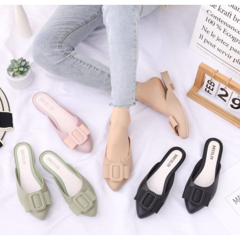 517 BRESLIN Sendal Wanita Jelly Selop Lancip