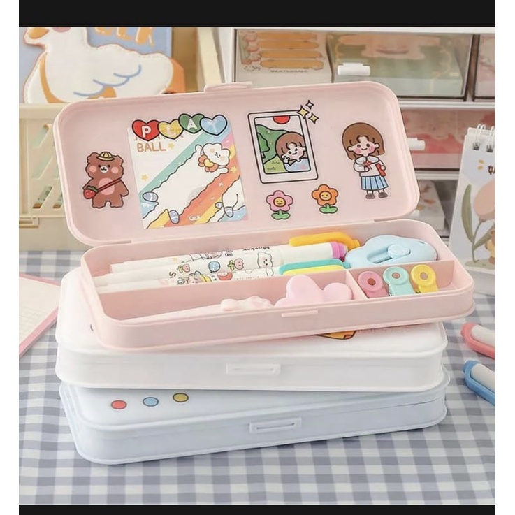 

Kotak Pensil Minimalis Gaya Korea Pencil Case Aesthetic Free Random Sticker