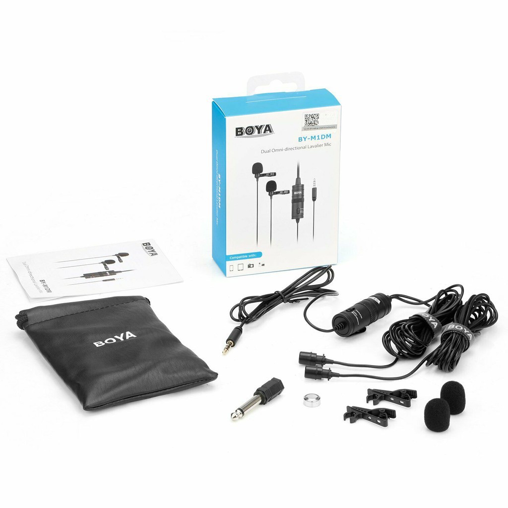 BOYA BY-M1DM Dual Lavalier Universal Microphone for Smartphone &amp; Camera