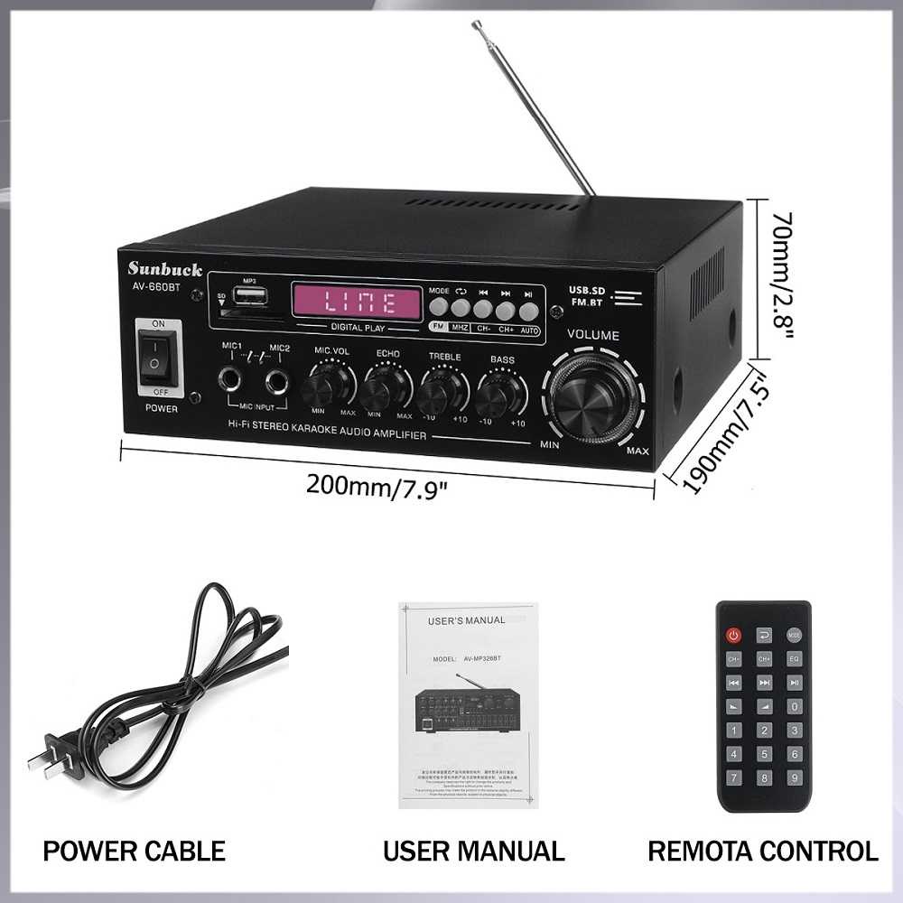 Sunbuck Audio Bluetooth 5.0 DAC Amplifier 2 Ch Remote 2000W - AV-660BT ( Al-Yusi )