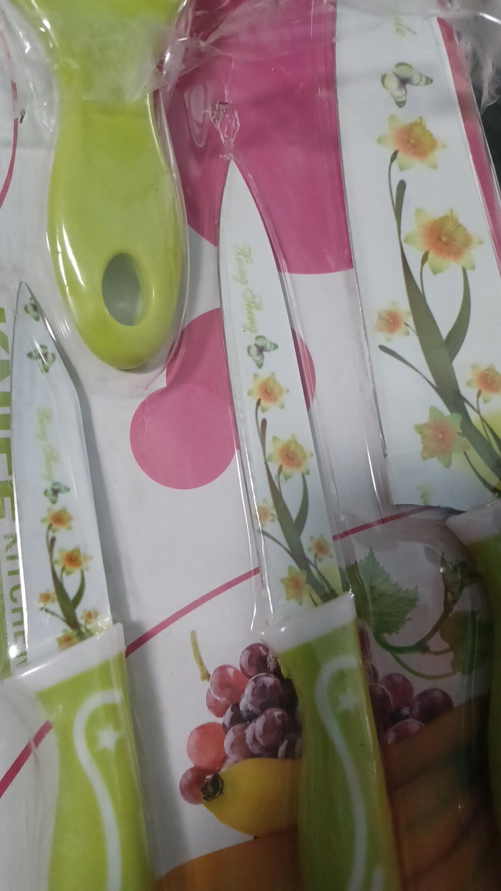 Pisau Dapur Keramik Set 4 In 1 + Peeler / Motif Bunga / Pisau Tajam Set Ceramic Cantik Anti Karat