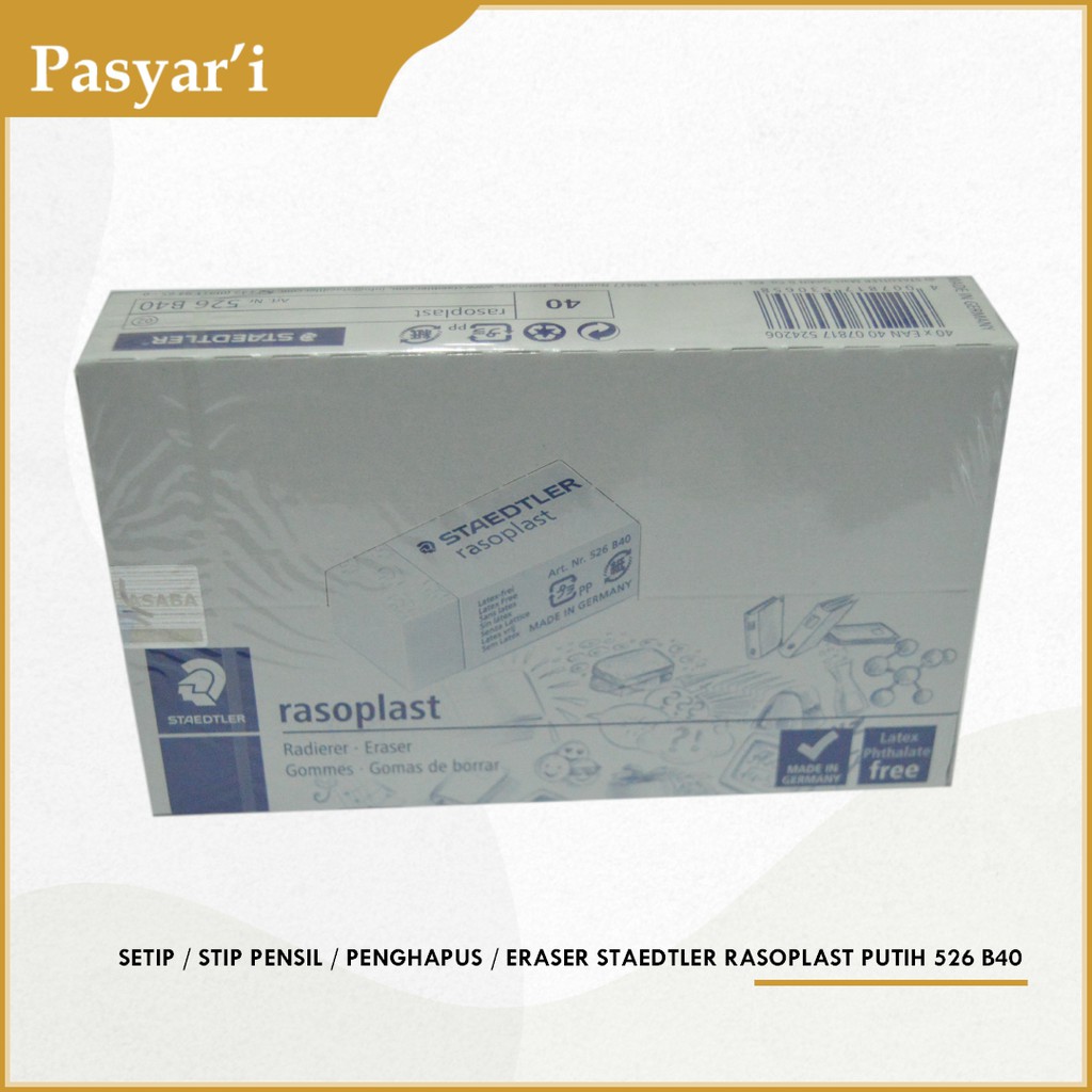 

Setip / stip pensil / penghapus / eraser staedtler rasoplast putih 526 B40