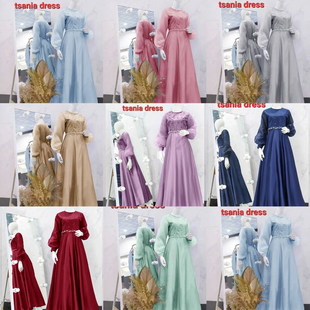 Real Maxi Long Dress Muslim Ania size L - XL - XXL 8w | SB12 | Party Dress Muslim | Gamis Cantik Bes