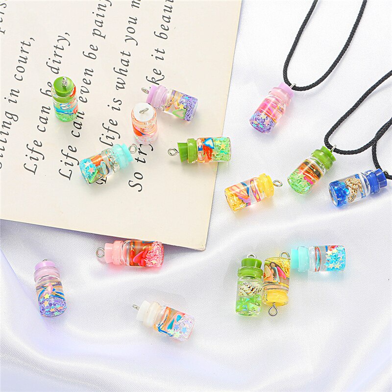 NEW 6PCS 20x10mm Mini Glass Bottles Pendant Ornaments Jewelry Making For Keychain Necklace Pendant Jewlery Findings