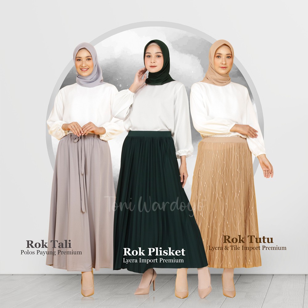 Bawahan Muslim Wanita Plisket Payung Import/Rok Lycra Payung Premium/Rok Plisket Payung/Rok tutu/rok