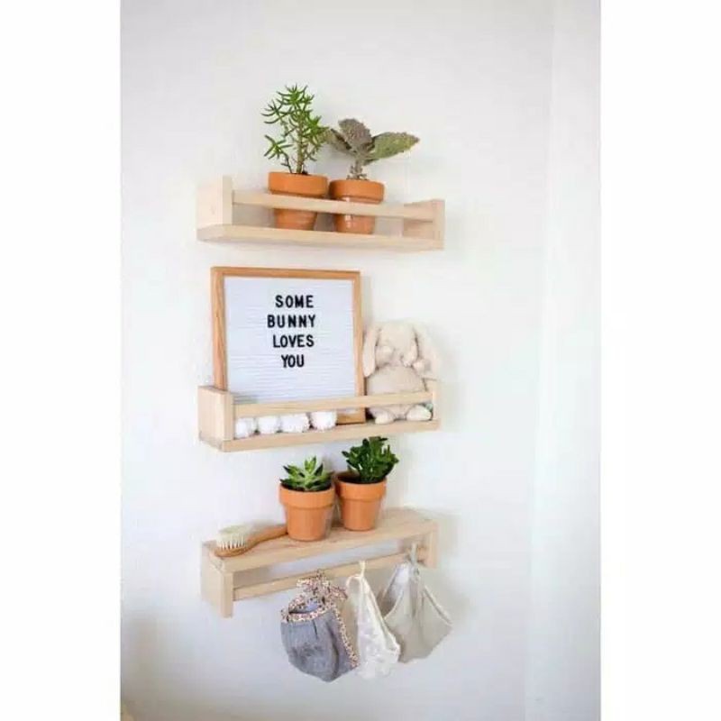 RAK BUMBU DAPUR/RAK AMBALAN KAYU/RAK IKEA AESTHETIC MINIMALIS - NATURAL KAYU 40CM