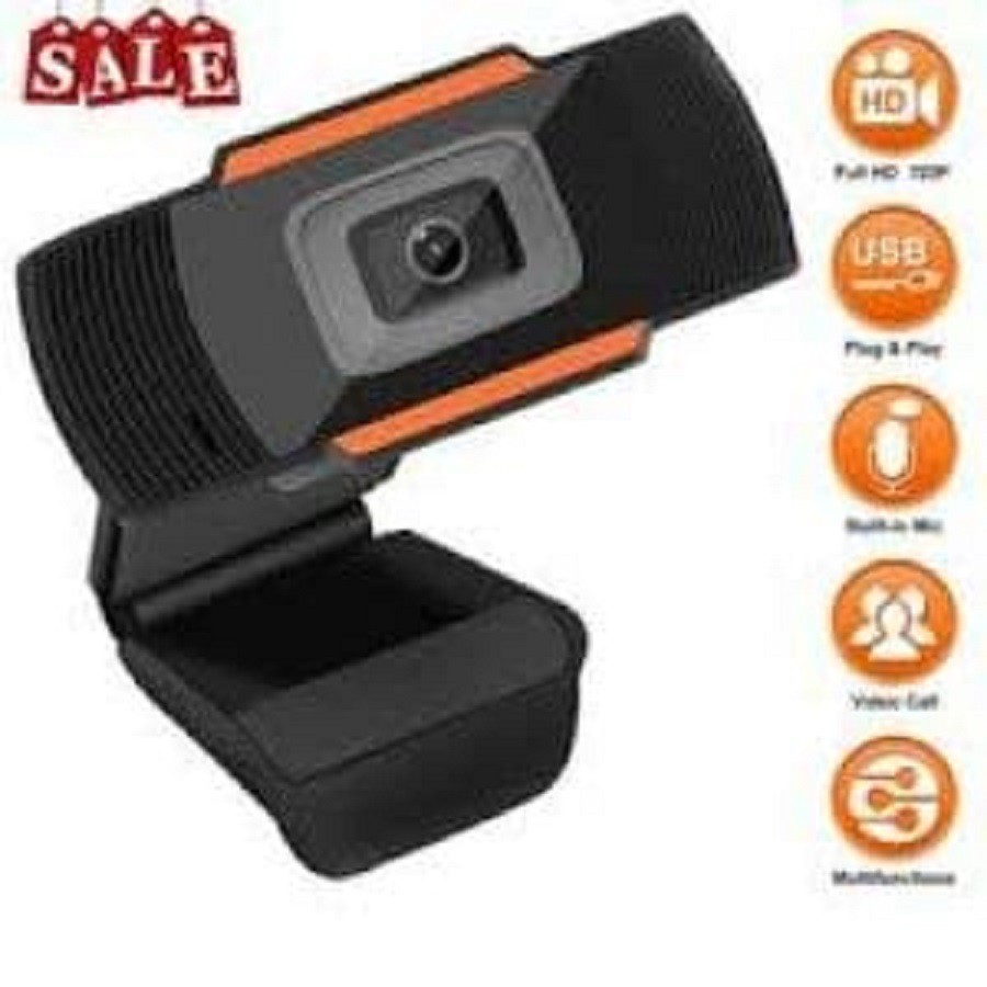 Kamera Webcam USB dengan Microphone untuk PC / Komputer orange hitam