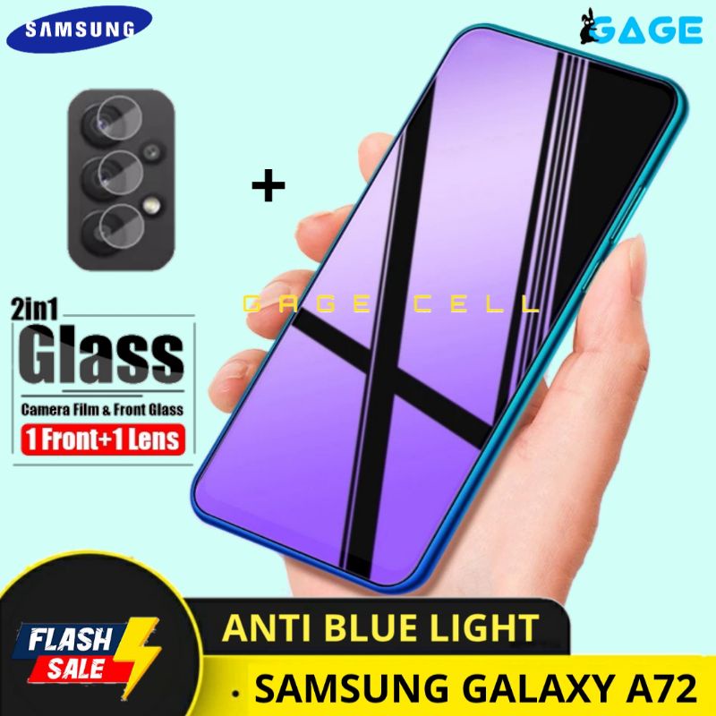 2in1 TEMPERED GLASS ANTI BLUE LIGHT SAMSUNG GALAXY A72 TG ANTI GORES RADIASI FULL LAYAR SCREEN