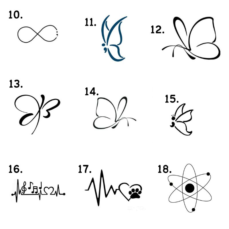 ST18 - STICKY TATTOO TEMPORARY TATO TEMPORER INFINITY BUTTERFLY SEMICOLON HEARTBEAT MOLEKUL