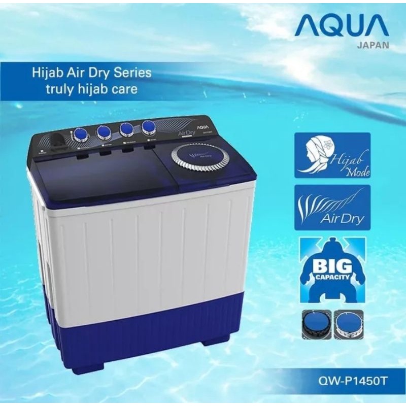 MESIN CUCI AQUA QW-P1450 T / QW-P1450T / QW-1450 - 2 Tabung 14kg