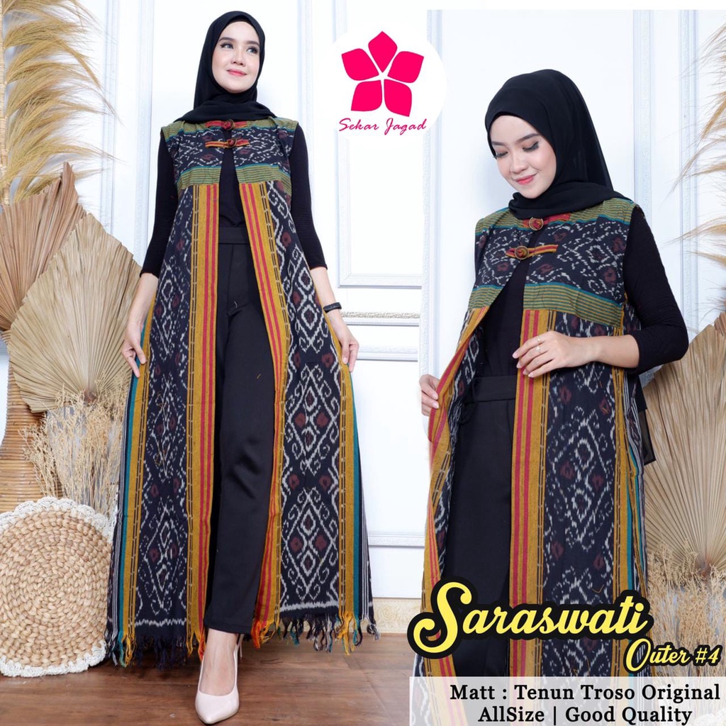 Long Outer Batik Tenun Wanita by Butik Batik Solo Bahan Batik Tenun kode LONG OUTER TENUN SARASWATI