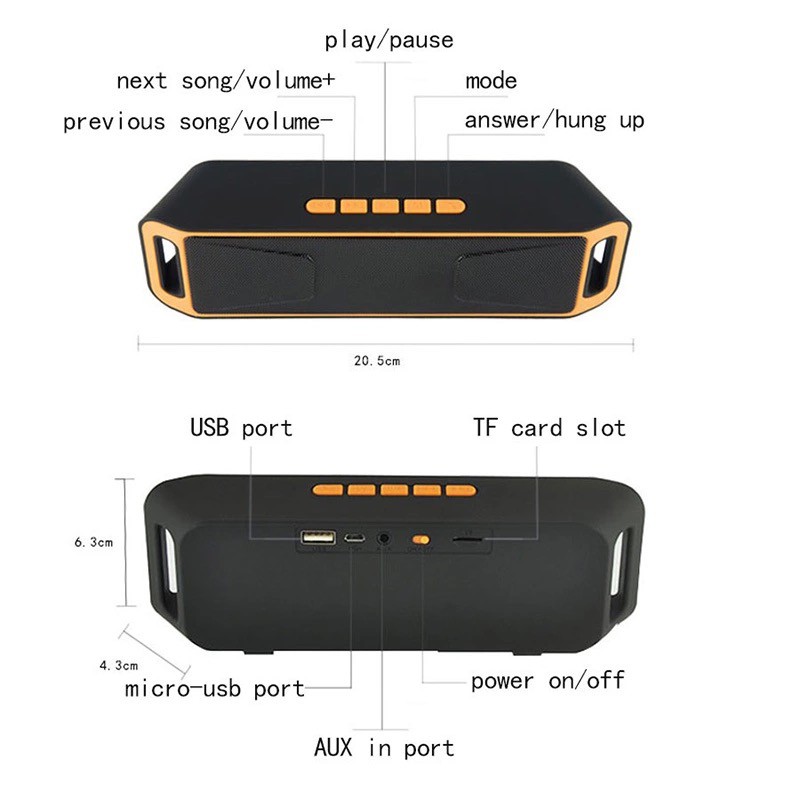 Speaker Bluetooth SC208 Mini Wireless Stereo Music Megabass Bahan DOVE Support TF/U