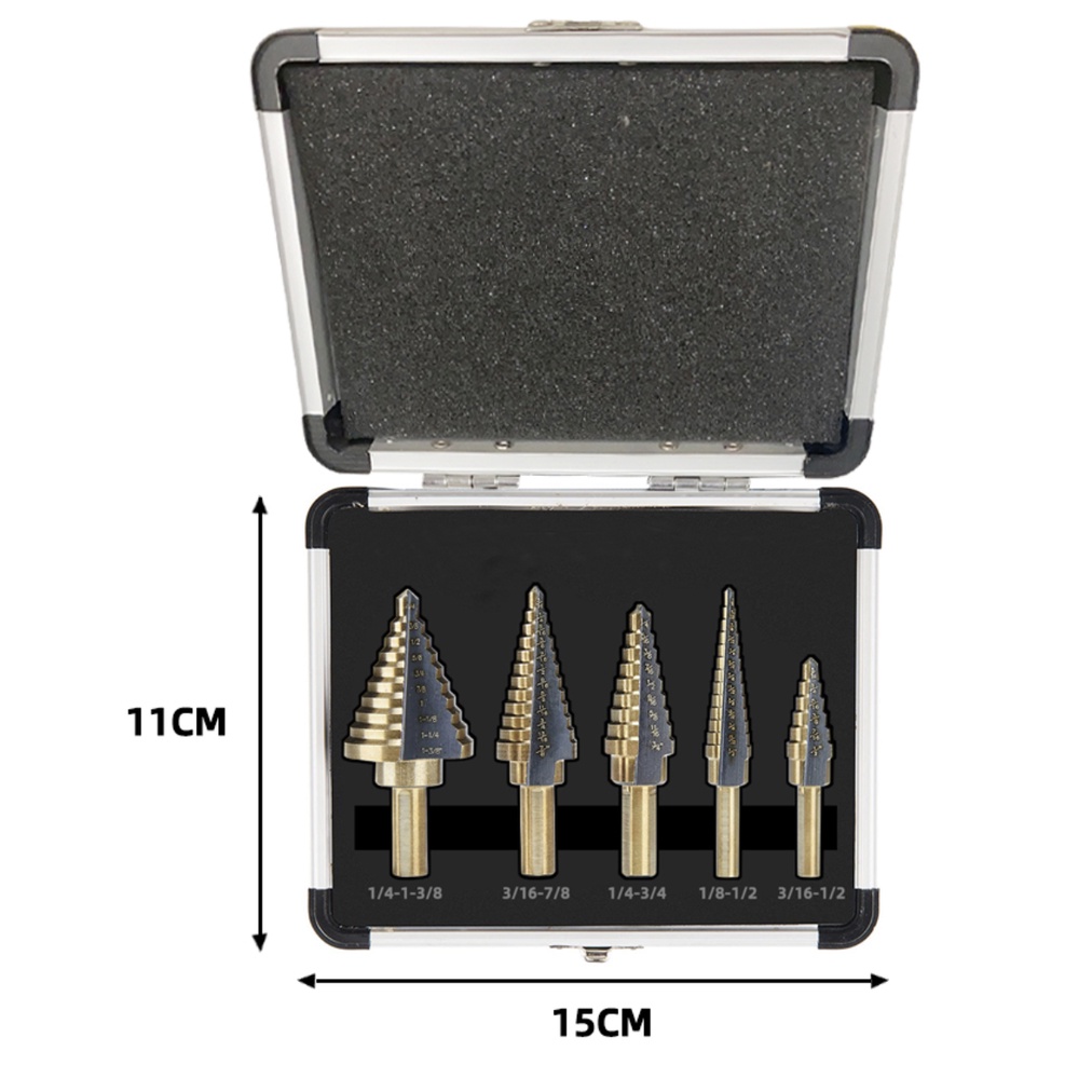 IKURA SDI201 Step Drill Set 5 Pcs - Mata Bor Pagoda Multi Titanium HSS