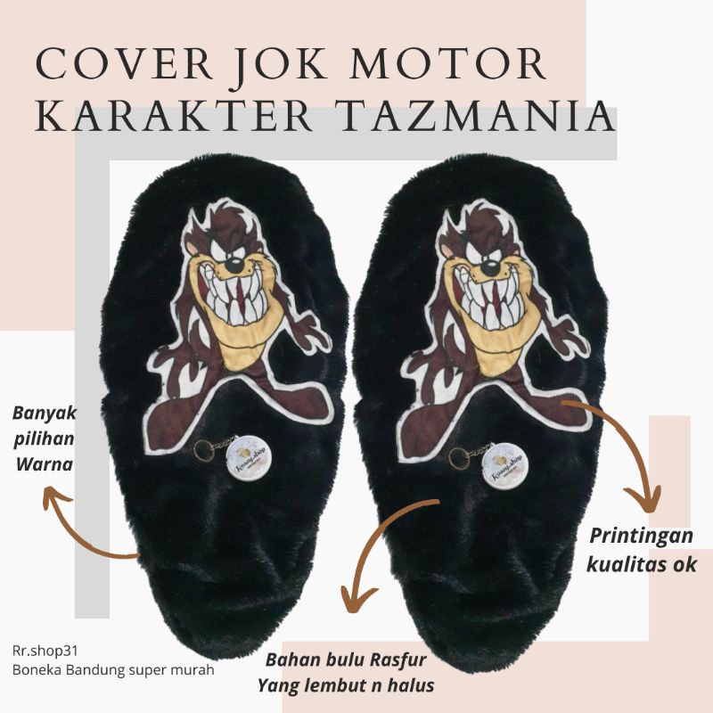 cover jok motor karakter tazmania/sarung jok motor/cover jok motor