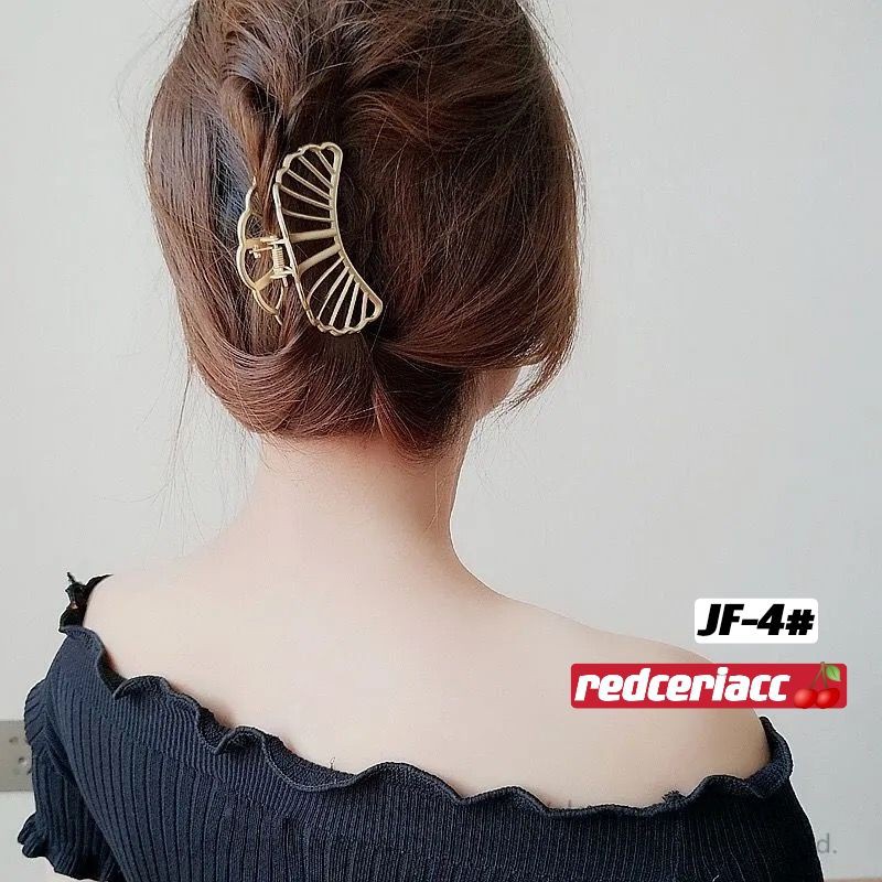 Jepit rambut korea jedai salon wanita model cakar hollow gold 8cm terbaru import JD14#