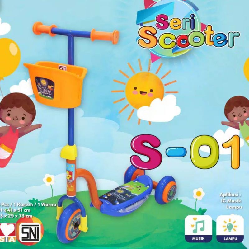 Scooter Otopet Anak PMB Roda 3 Sensor Musik Lampu