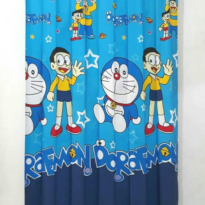 Gorden Hordeng jendela kamar pendek 1 kaca minimalis Doraemon premium