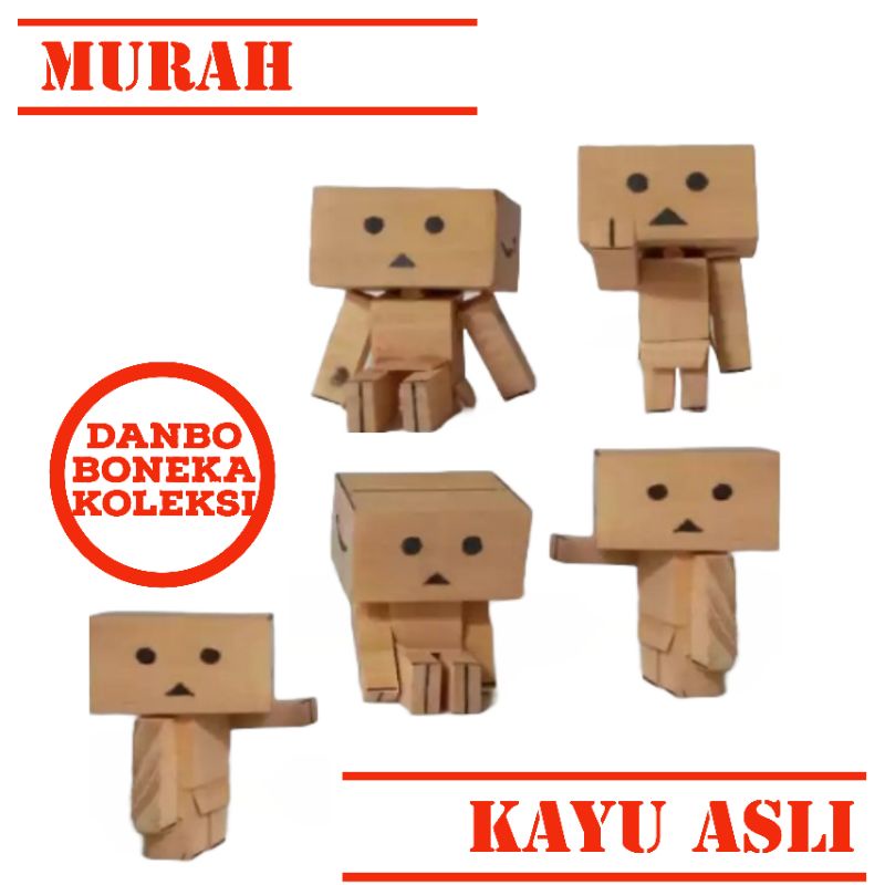 Gantungan kunci Danbo kayu/Boneka kubus/boneka kardus