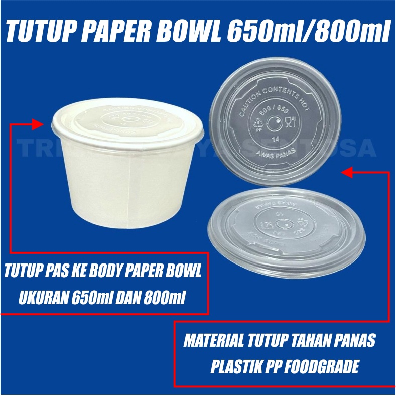 Tutup Paper Bowl 650ml n 800ml Per Pack 25pcs Hanya Lid Tutup Mangkok Kertas