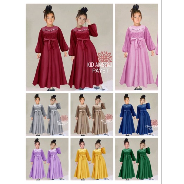 COD☑️PAKAIAN GAMIS ANAK TERBARU/MAXI AMBERLI KIDS/MATT MOSCREPE MIX BROKAT DAN TILLE DOT/3 UKURAN S-M-L/PAKAIAN MUSLIM ANAK/GOOD QUALITY