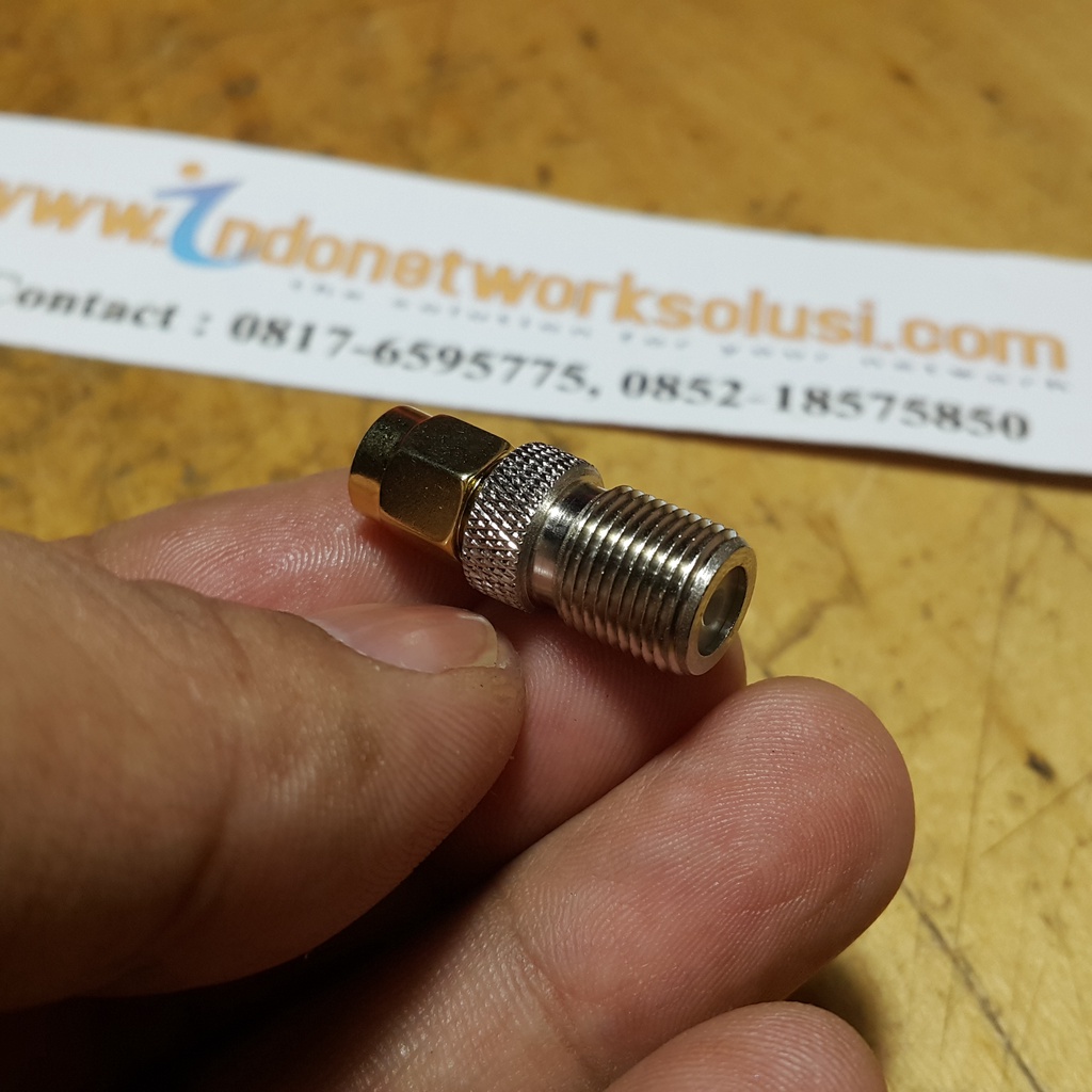 KONEKTOR CONNECTOR CONVERTER BARREL Adapter F Female to RP-SMA Male dari modem ke TV Parabola