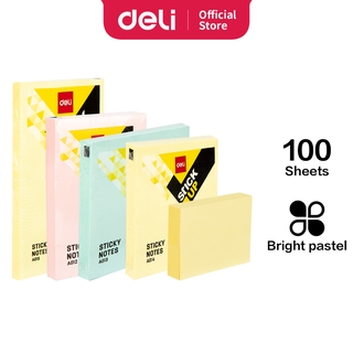 Deli Memo Tempel Sticky Notes 3”x 2” 100sheets Warna Kuning dan Pastel, Tahan Lama
