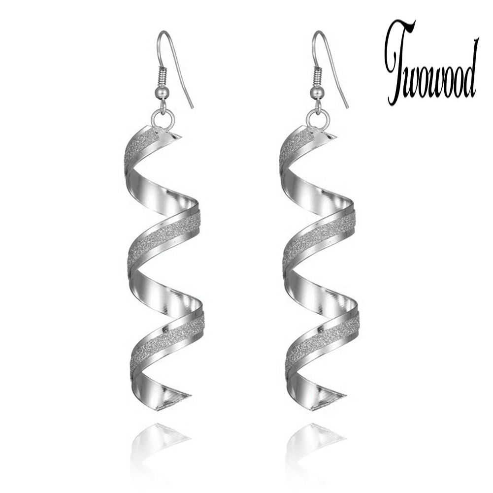 Anting Hook Panjang Model Spiral Aksen Berlian Imitasi Untuk Wanita