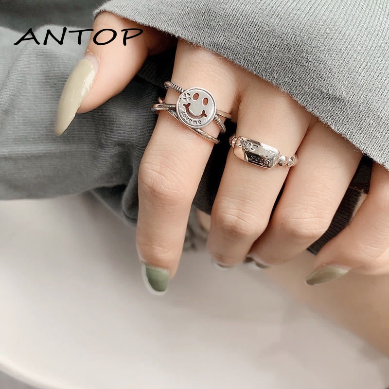 Cincin Tersenyum Gadis Fashion Kepribadian Cincin Perhiasan Perhiasan Pasangan  ANTOP