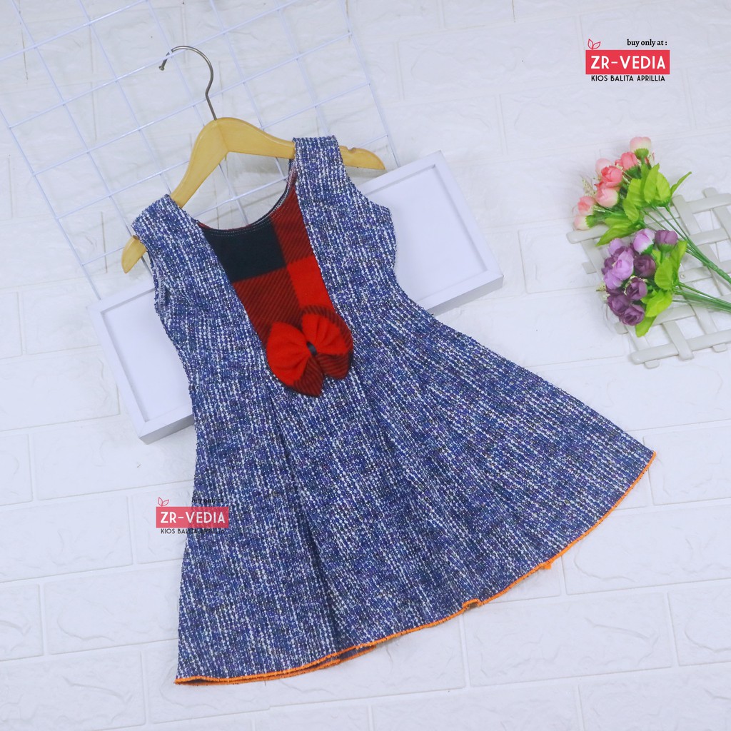 [BLUDRU FLANEL] Dress Clairine uk 2-3 Tahun / Baju Pesta Dres Anak Perempuan Bayi Yukensi Natal Adem