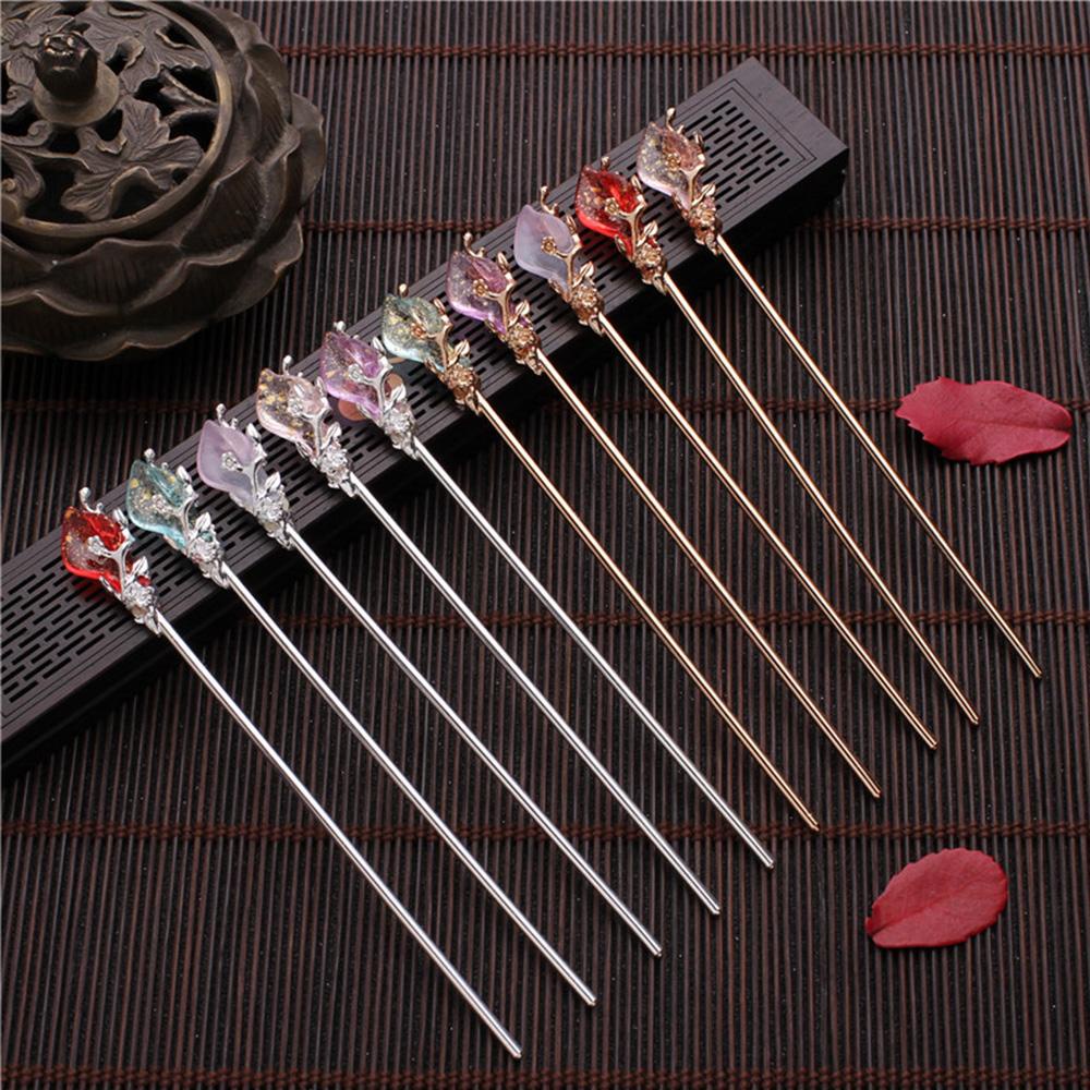 Augustina Hair Stick Aksesoris Rambut Wanita Klasik Logam Hanfu Aksesoris Vintage Sumpit Rambut